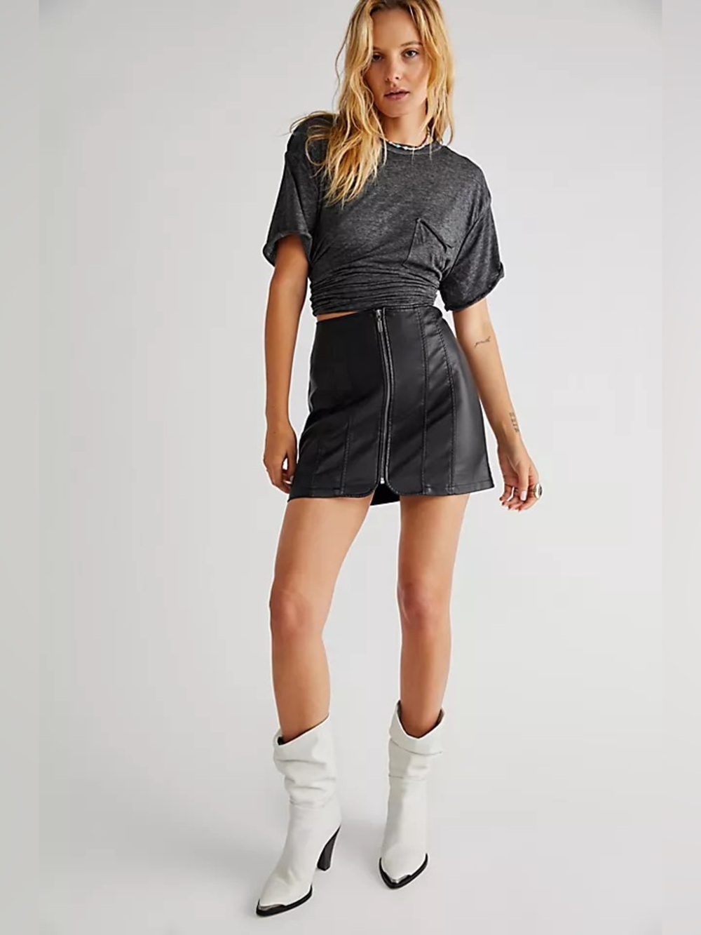 Free People Layla Vegan Leather Mini Skirt